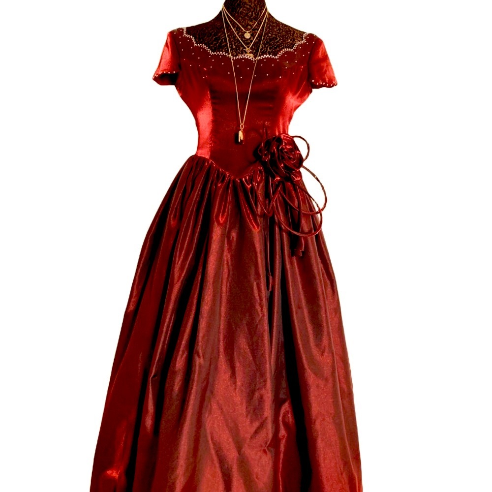 Elegant Cognac (dark orange) vintage look dress